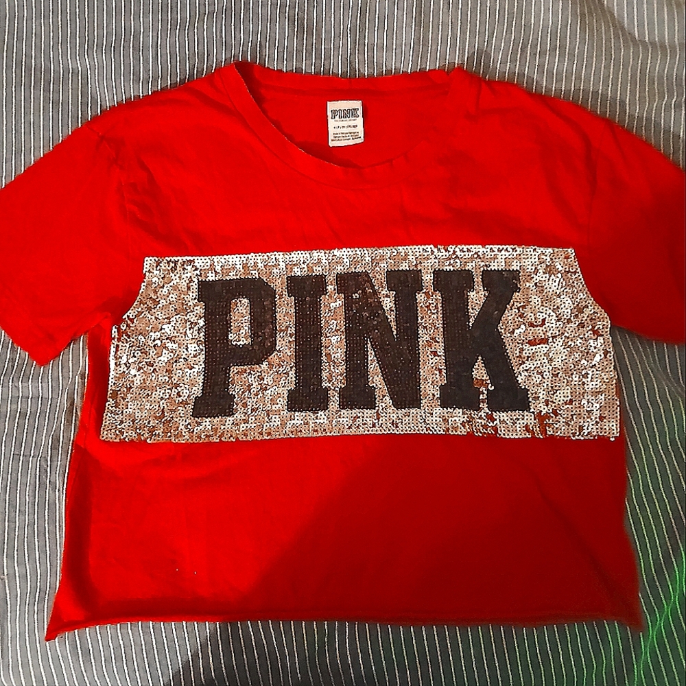 PINK Victoria's WOMENS! Red and Gold Bling T'Shirt !